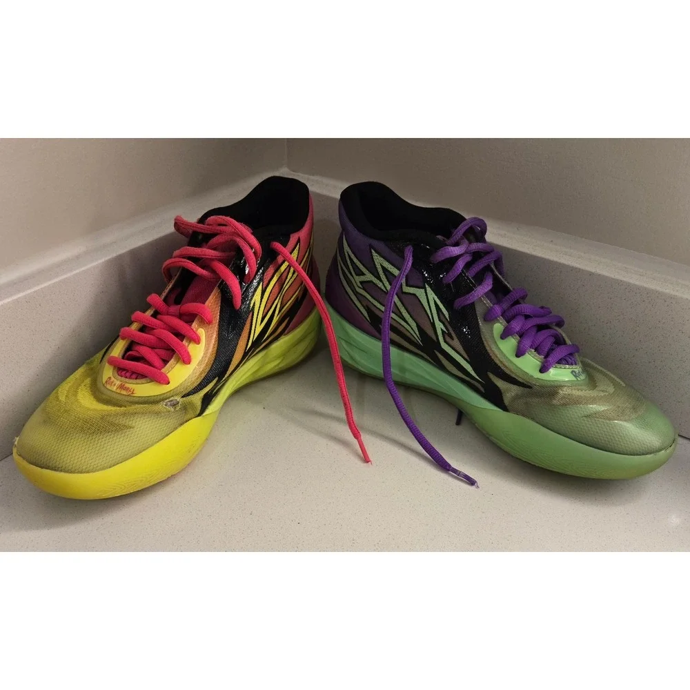 Puma MB.01 Rick and Morty Basketball Shoes Mens Size 9 Neon Green‎ Pink Purple